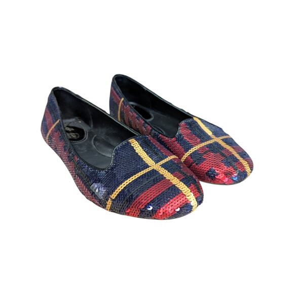 Coach Debrorah Tartan Sequin Plaid Ballet Flats Slip On Womens 6.5 Shoes Preppy - Picture 1 of 7